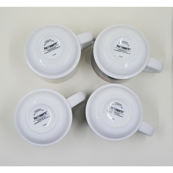 Pier 1 Imports Ceramic Stacking Mugs Be Still My Beating Heart Rack Set of 4 - Picture 5 of 10